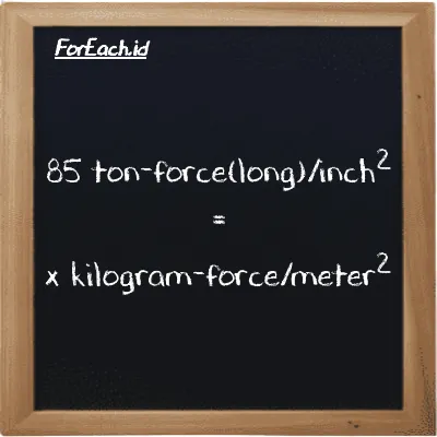Example ton-force(long)/inch<sup>2</sup> to kilogram-force/meter<sup>2</sup> conversion (85 LT f/in<sup>2</sup> to kgf/m<sup>2</sup>)